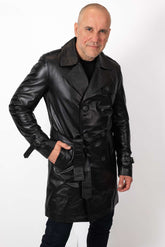 Men's leather long jacket